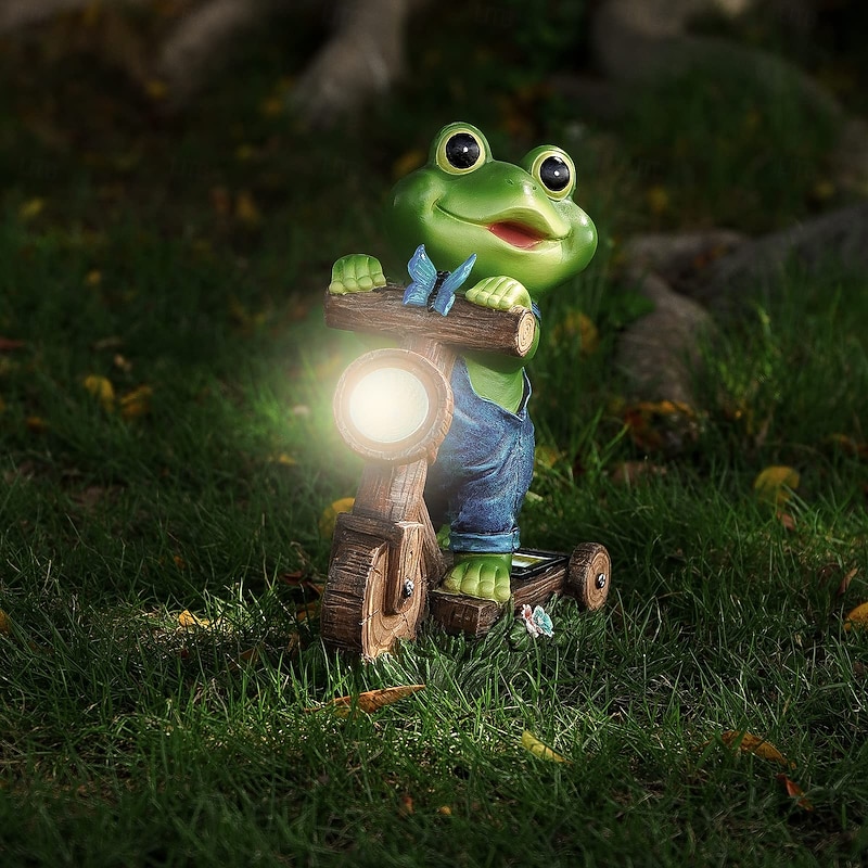 1 Pc Outdoor Solar Waterproof Frog Riding Landscape Light Courtyard Garden Lawn Path Villa Decorative Light Summer Courtyard Lighting
