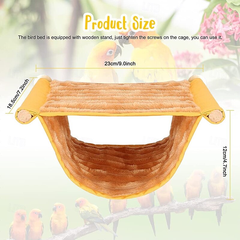 Pet Hanging Hammock Warm Nest Bed Removable Washable Bird Cage Perch For Parrot Hamster large yellow4