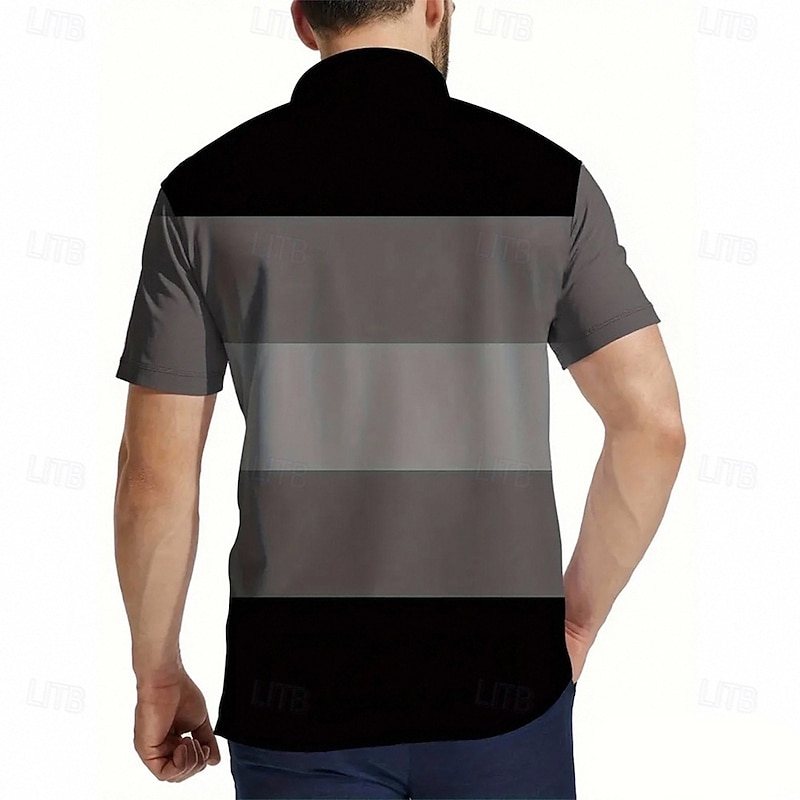Men's Geometric Polo Short Sleeve Polo Shirts Collared Shirts Business Casual School Outdoor Athleisure Daily Wear 3D Print Summer Spring Fall Purple Brown Gray2