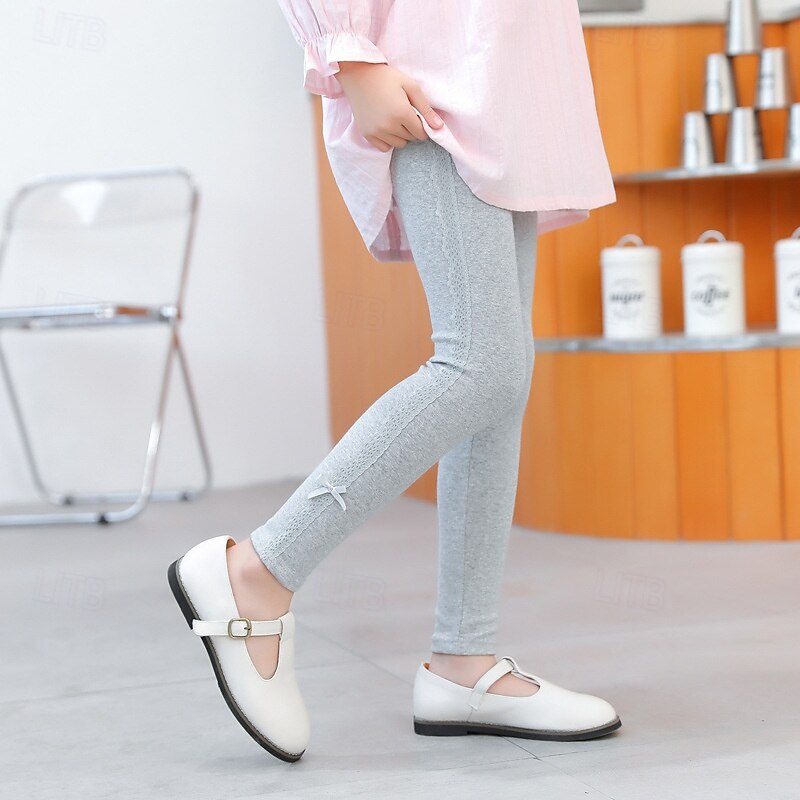 Kids Girls' Leggings Solid Color Daily School 4 years+ Spring Black Navy Blue Gray2