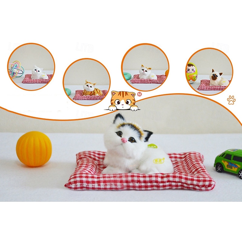Simulation Lovely Cat Make Sounds Doll Cute Sleeping Plush Cats on Mat Stuffed Decorations Great Gift2