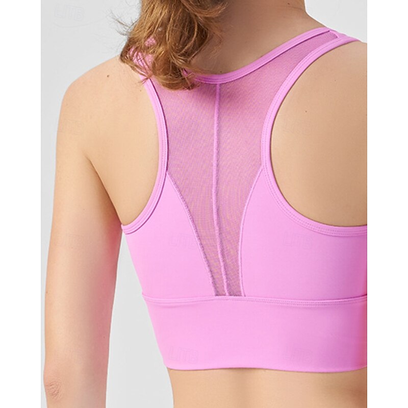 Women's Solid Colored Tennis Bra Sleeveless Mesh Shockproof Moisture Wicking Breathable Tennis Golf Jogging Round Black White Pink Tennis Clothing3