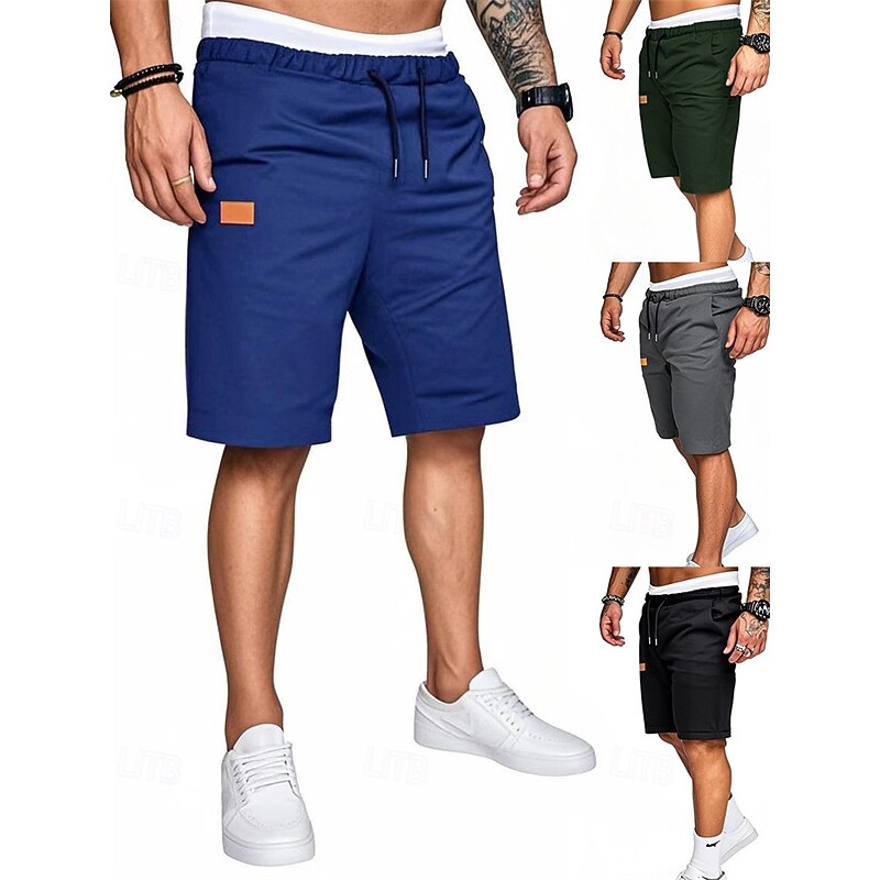 Men's Shorts Summer Shorts Casual Shorts Pocket Drawstring Elastic Waist Plain Comfort Breathable Short Outdoor Vacation Sport Casual Black Royal Blue
