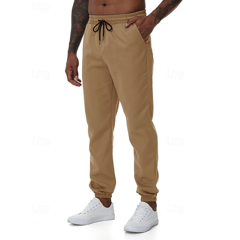 Men's Athletic Pants Trousers Jogging Pants Pocket Drawstring Elastic Waist Plain Comfort Sports Outdoor Daily Fashion Casual ArmyGreen Black Micro-elastic3