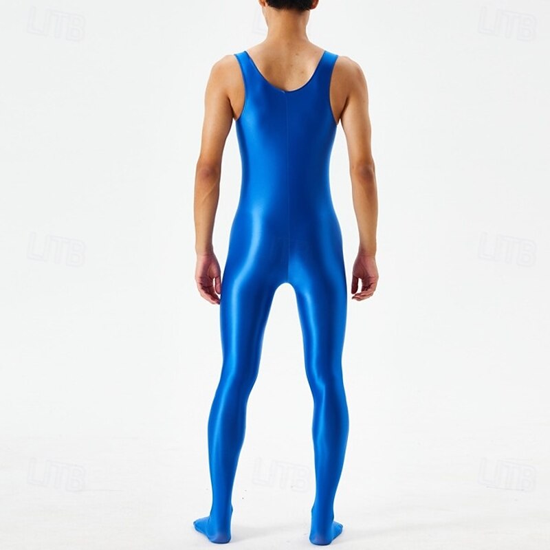 Catsuit Bodysuit Jumpsuit Glossy Finish Men's Shinny Leather Fetish Wet Look Solid Color Costume for Nightclub Pride Parade Pride Month Halloween Carnival Adults'4