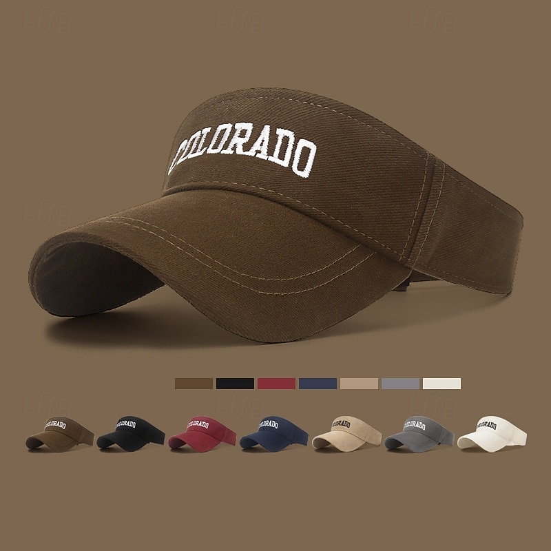 Tennis Sport Visor Sun Visor Women's Letter Fashion Adjustable Breathable Moisture Wicking for Tennis Baseball Running Summer Black Burgundy Dark Navy