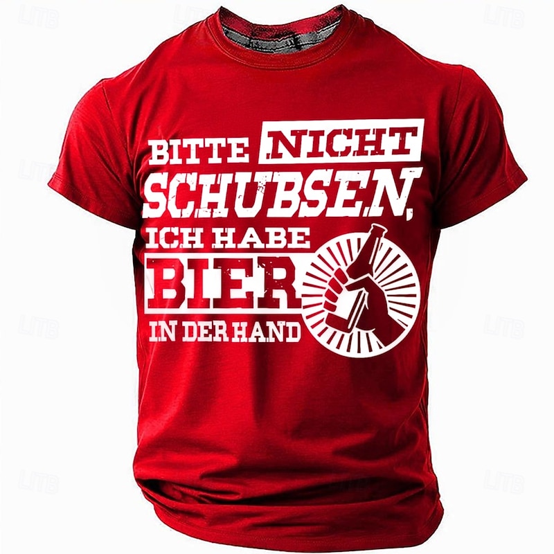 Men's Funny Beer Graphic T-Shirt: "Please Don't Push, I Have Beer In My Hand" Novelty Lifestyle Tee4