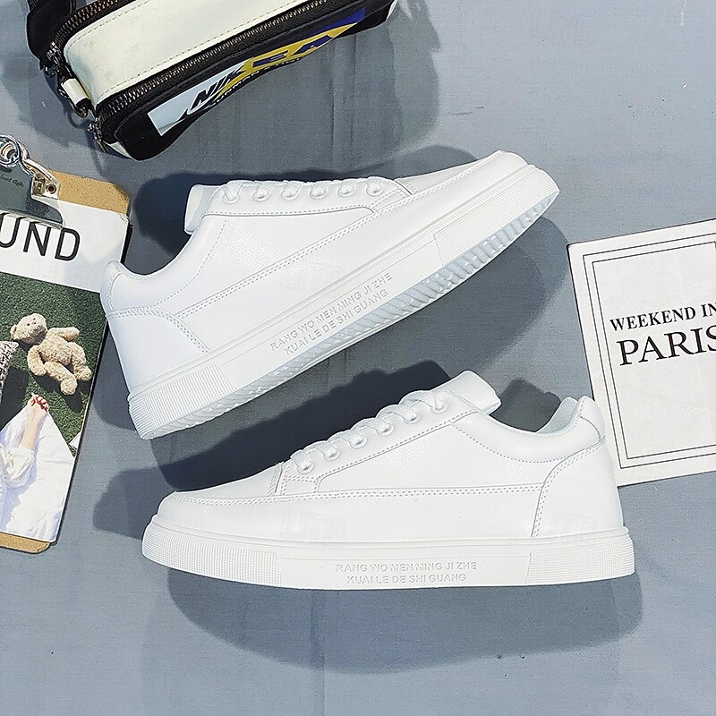 Men's White Casual Sneakers with Lace-up Closure and Comfortable Sole – Stylish Everyday Shoes for Walking and Leisure2