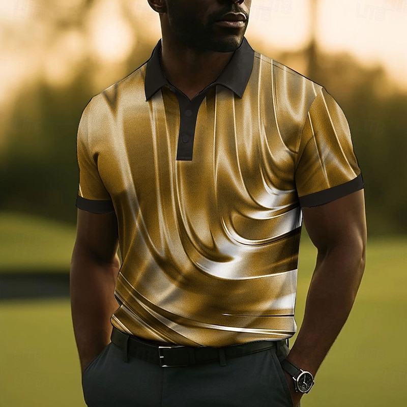 Men's Abstract Polo Short Sleeve Polo Shirts Collared Shirts Casual School Outdoor Daily Wear 3D Print Summer Blue Purple Brown2