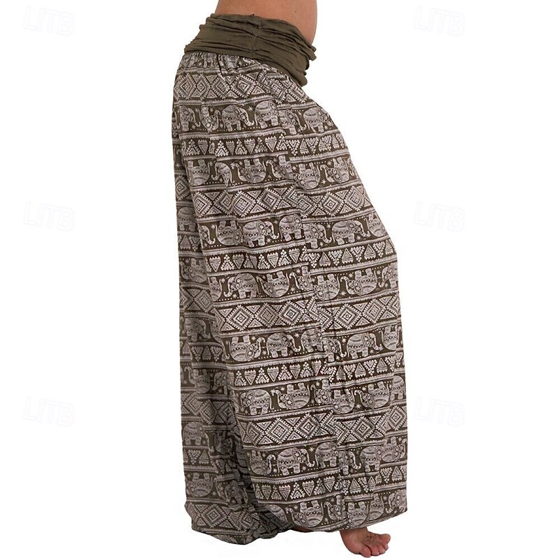 Women's Wide Leg Slacks Pants Trousers Fashion Boho Full Length Natural Floral Print Comfy Outdoor Comfortable Outdoor Vacation Holiday Magenta Black White Army Green Summer Regular Fit4