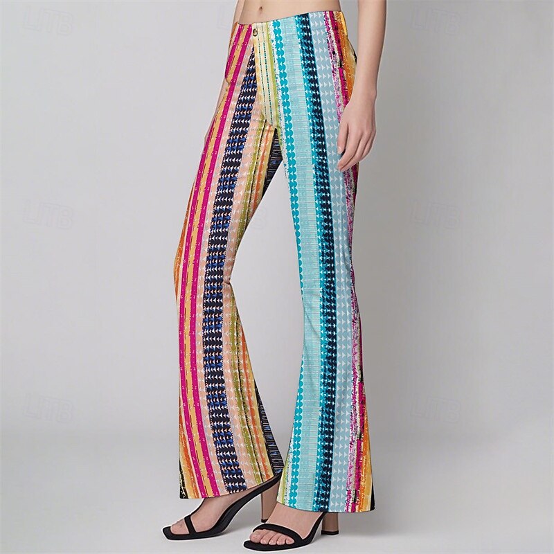 Retro Vintage Boho 1970s Bell Bottoms Pants Flare Leggings Flared Trousers Hippie Disco High Waist Tribal Fancy Dress Women's Halloween Carnival Vacation Music Festival Festival Adults' Pants4