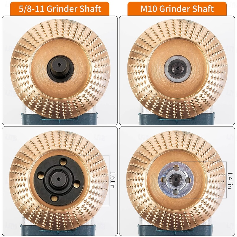 3PCS Wood Carving Disc Set for 4" or 4 1/2" Angle Grinder with 5/8" Arbor, Grinding Wheel Shaping Disc for Wood Cutting, Grinder Cutting Wheel Attachments4