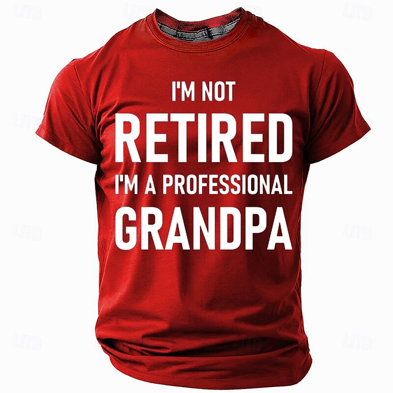 Men's Grandpa Retired T Shirt Short Sleeve T shirt 3D Print Crew Neck Shirt Fashion Daily Basic Street Casual Daily Black Red Blue Summer Spring All Seasons Clothing Apparel S M L XL XXL XXXL