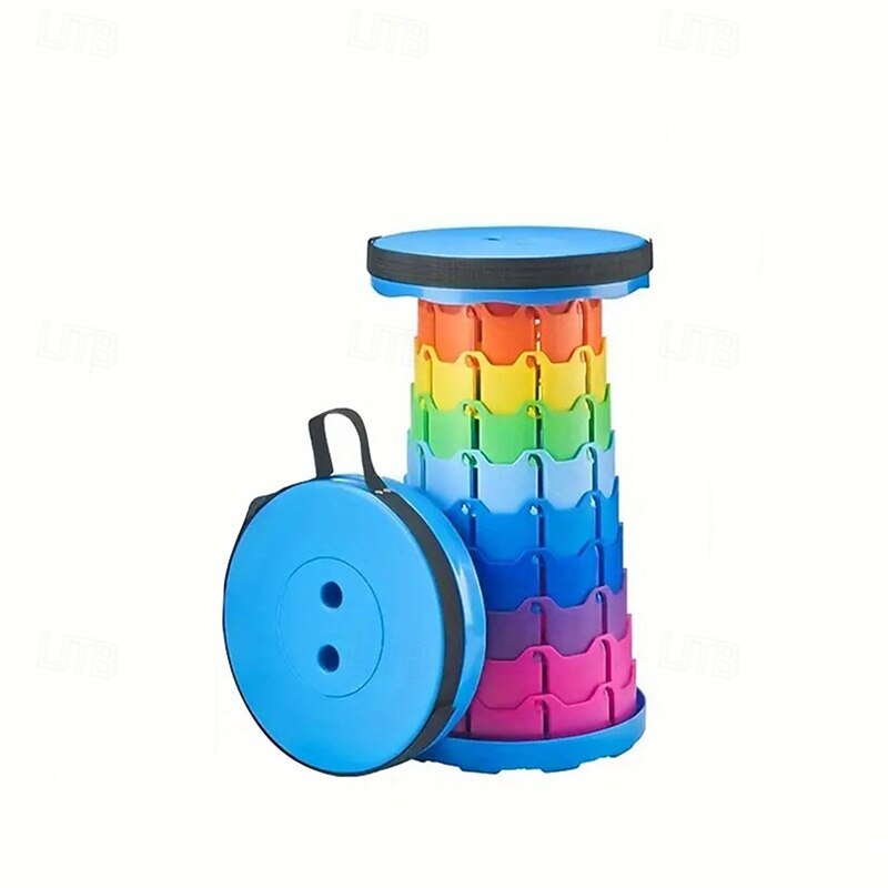 Portable Lightweight Retractable Folding Stool Seat Fishing Outdoor Camping Hiking Indoor Kitchen Max Load 400 Lbs Retractable Shoe Stool Rainbow Stool