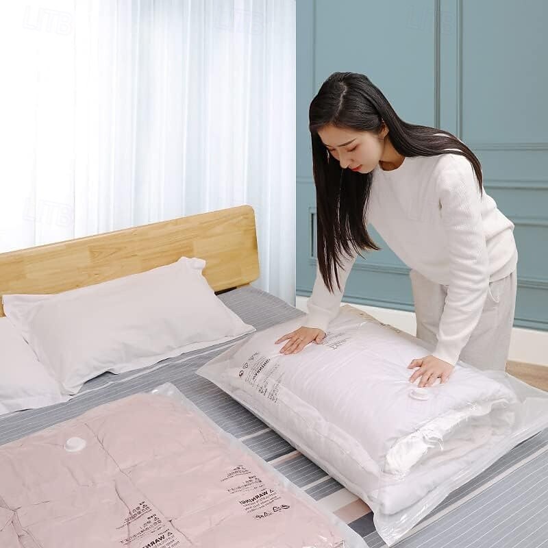 5 Pack Vacuum Compression Bag with with Hand Pump for Travel, Space Saving Vacuum Storage Sack, Travel Essentials Compression Bags, Vacuum Seal Bags for Clothes3