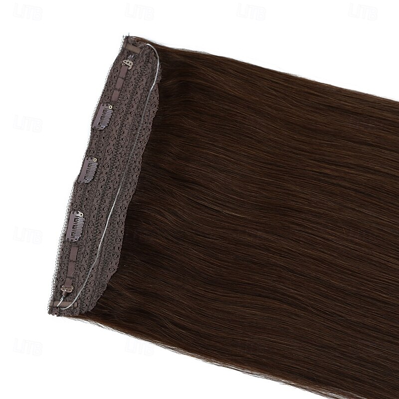 Nvisible Wire Hair Extensions Real Human Hair 20 Inch-50G  22Inch-80G  2# Dark Brown  Transparent Fish Line Clip-Ins Hair Piece Human Hair Extensions For Women2