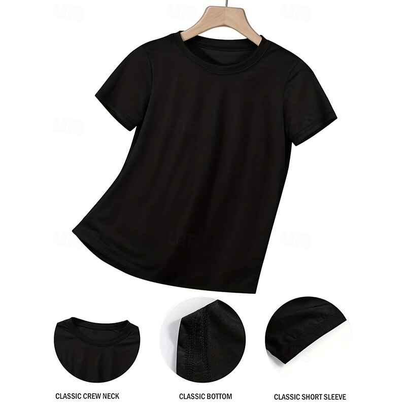 100% Cotton Kids Girls' Black Letter T shirt Tee Crew Neck Short Sleeve Outdoor Vacation Daily Classic Casual Print Summer2