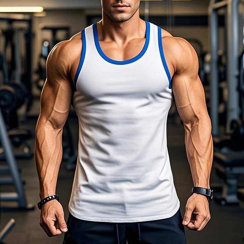 Men's Tank Top Vest Undershirt Sleeveless Shirt Sleeveless Round Neck Summer Solid Color Plain Athletic Color Block Street Casual Sports Black White Wine Top Tee for Men4