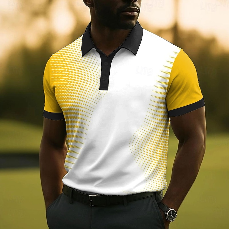 Men's Geometic Penguin Polo Short Sleeve Polo Shirts Collared Shirts Casual School Outdoor Daily Wear 3D Print Summer Yellow Blue Orange