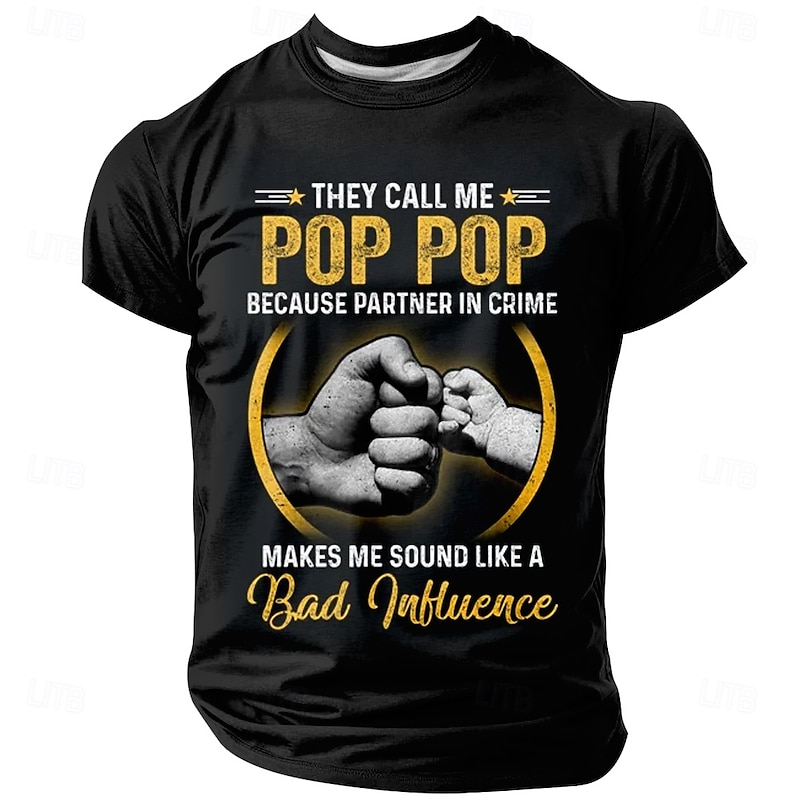 Men's Funny Slang Father T Shirt Short Sleeve T shirt 3D Print Crew Neck Shirt Fashion Daily Basic Street Casual Daily Black Summer Spring All Seasons Clothing Apparel S M L XL XXL XXXL