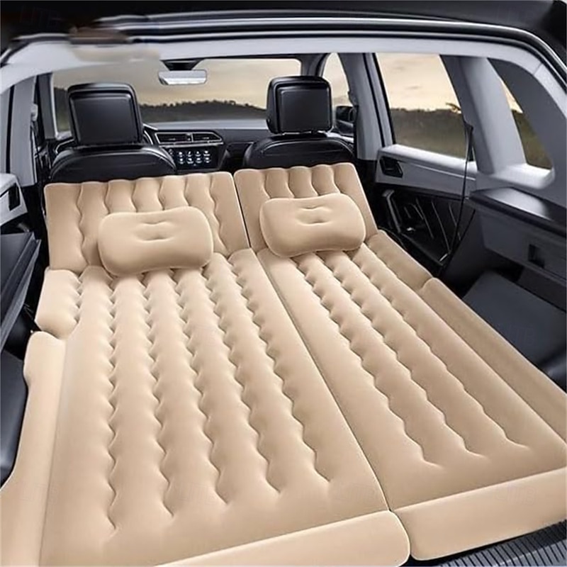 Car Air Mattress Inflatable Car Air Mattress with Pump Thickened Backseat Travel Bed Portable Sleeping Pad