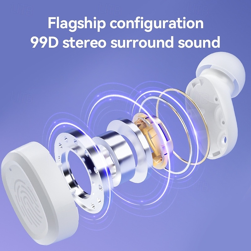 BY18 TWS Wireless Earbuds Bluetooth 5.3 In-Ear Headphones with Charging Case, Low Latency, Stereo Sound, Built-in Mic for Phone and Gaming3