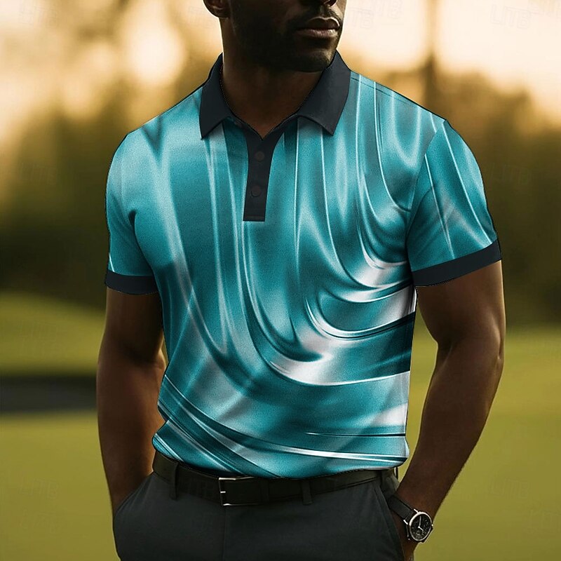 Men's Abstract Polo Short Sleeve Polo Shirts Collared Shirts Casual School Outdoor Daily Wear 3D Print Summer Blue Purple Brown4