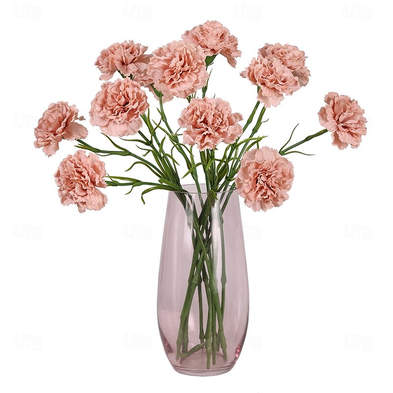 Artificial Carnation Flowers Real Touch Faux Floral Decor, Mother's Day Home Decoration for Living Room, Wedding Bouquet or Table Centerpiece Arrangement3