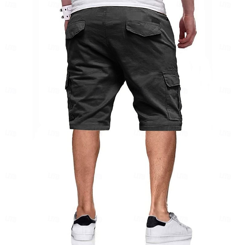 Men's Cargo Shorts Outdoor Shorts Beach Shorts Running Shorts Casual Shorts Drawstring Multi Pocket Straight Leg Color Block Plain Breathable Knee Length Outdoor Casual Gym Vacation Fashion Black3