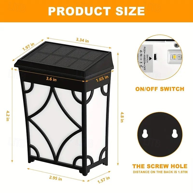 2/4 Pcs Solar Fence Light Outdoor Waterproof Solar Wall Light 2 Modes Lighting for Deck Wall Patio Fence Landscape Decoration3