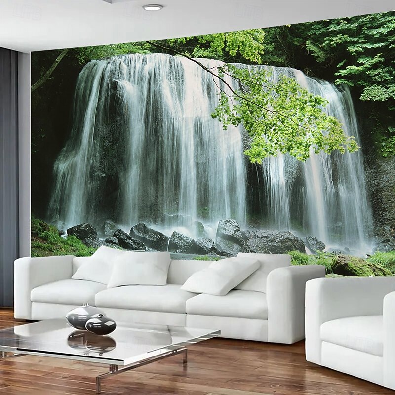 Forest Waterfall Landscape Hanging Tapestry Mural Art Large Tapestry Mural Decoration Photos Background Carpet Curtains Home Bedroom Living Room Decoration4