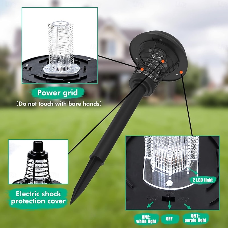 Solar Powered Mosquito Killer Lamp Preventing Mosquitoes Outdoor Anti-Mosquito Lights Garden Lawn Light for Killing Pest Fly Bug UV Insect Trap Killer3