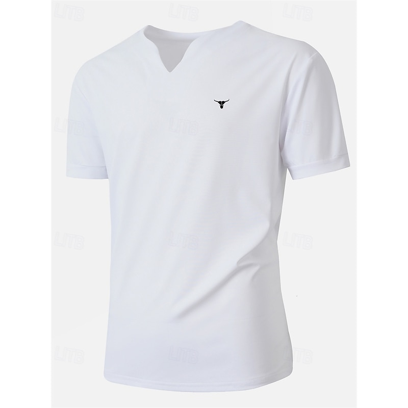 Men's T Shirt Tee Short Sleeve Shirt Tee Top Short Sleeve V Neck Summer Pattern Fashion Designer Basic Print Vacation Street Going out Black White Navy Blue Top Tee for Men