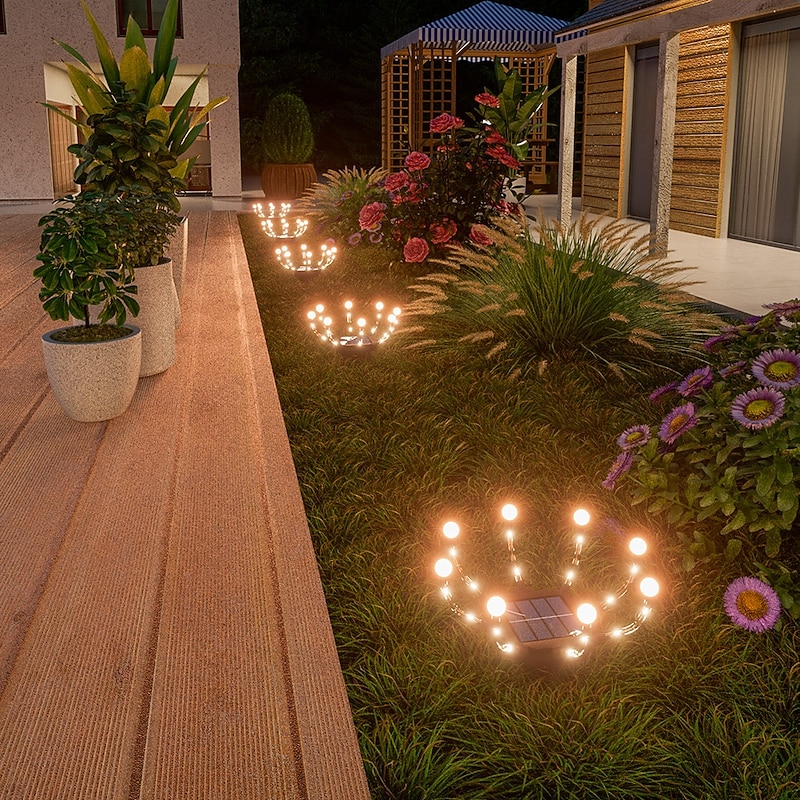 1PC Solar Firefly Pathway Lights Underground Light Outdoor Courtyard Path Yard Garden Camping Landscape Decorative Landscape Light