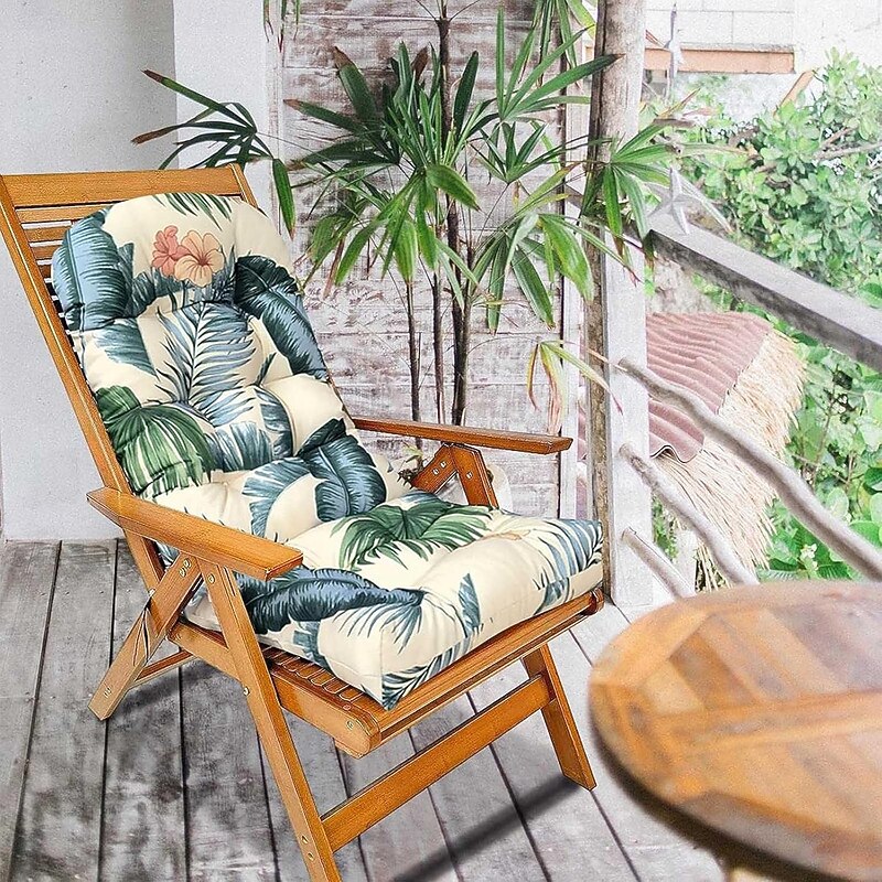Waterproof  Outdoor Patio Chair Cushions And Pads Non Slip High Backed Chair Pads Lounger Cushion High Backed Cushion Garden High Back Chair Cushion Patio Lawn Chaise Recliner2