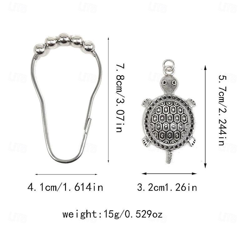1pc Golden Sea Turtle Shower Curtain Hooks With Ball Bearings, Turtle-shaped Curtain Tiebacks, Shower Curtain Hooks For Bathroom Accessories2
