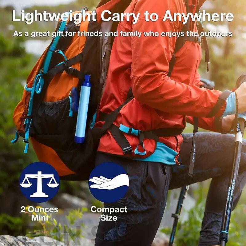 Outdoor Water Filter Personal Water Filter Straw Emergency Survival Gear Water Purifier Suitable for Camping Hiking Mountaineering Backpacking2