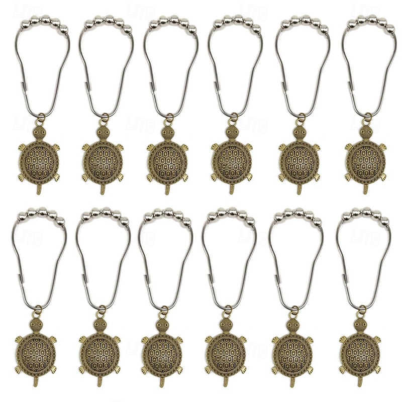 1pc Golden Sea Turtle Shower Curtain Hooks With Ball Bearings, Turtle-shaped Curtain Tiebacks, Shower Curtain Hooks For Bathroom Accessories3