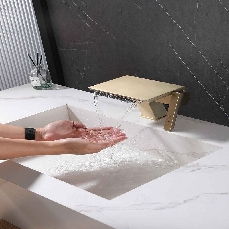 Kitchen faucet - Single Handle One Hole Brushed Gold Tall / High Arc Mount Outside Modern Contemporary Kitchen Taps4