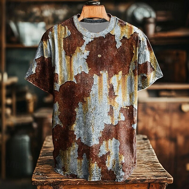 Men's Abstract T Shirt Short Sleeve T shirt 3D Print Crew Neck Shirt Retro Vintage Vintage Retro Party Street Casual White Summer Spring All Seasons Clothing Apparel S M L XL XXL XXXL 4XL