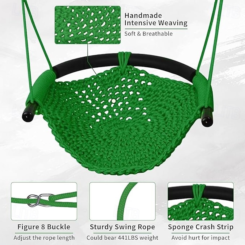Children's tree swing seat rope swing children's indoor and outdoor swing backyard tree swing door swing (green)4