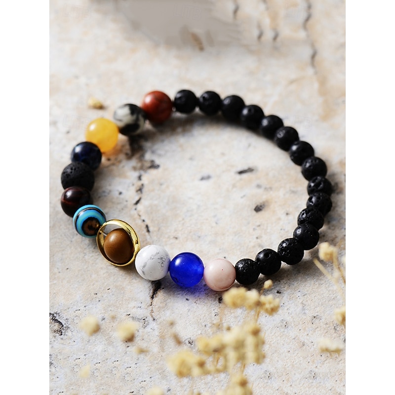Men's Solar System Bracelet – Beaded Lava Stone and Gemstone Bracelet with Planets Design, Unique and Meaningful Fashion Accessory, Ideal Father's Day Gift for Science and Astronomy Enthusiasts4