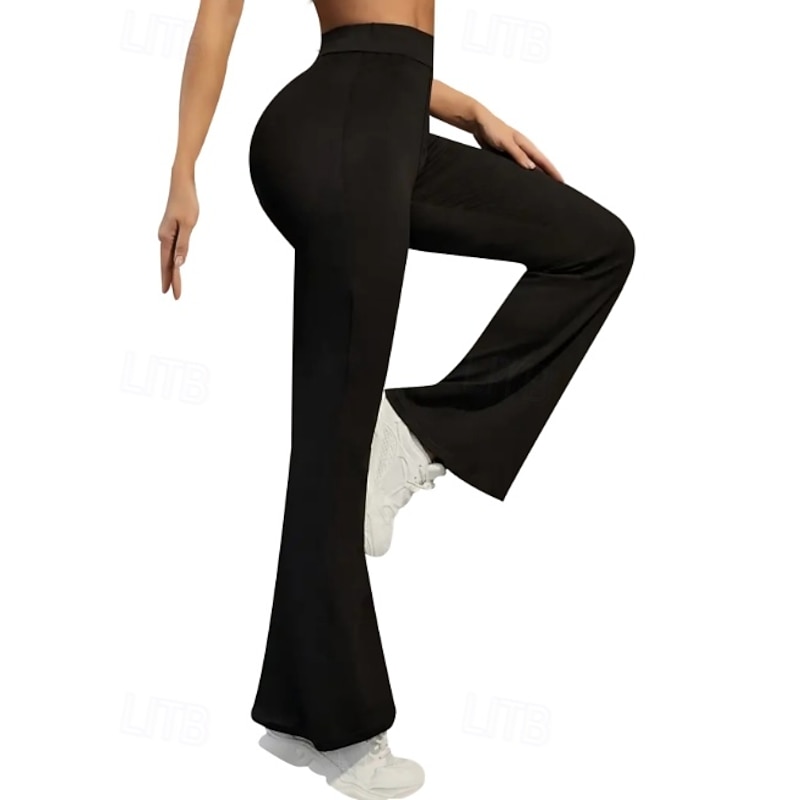 Women's EU / US Size Slim Flared Pants Cozy Leggings Bodysuits Workout Full Length High Waist Solid Colored Sports Stretchy Yoga Sports Ash Black 1# Coffee Spring, Fall, Winter, Summer Skinny3