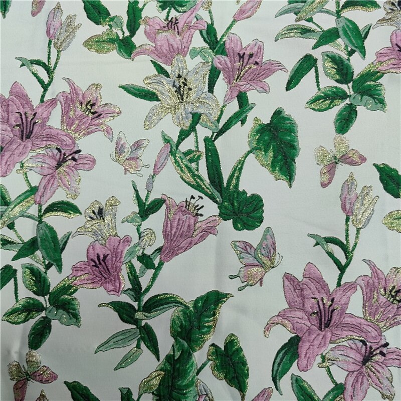 Jacquard Brocade Floral Column Cocktail Dresses Elegant Dress Formal Wedding Ankle Length Long Sleeve Shirt Collar Nylon with Floral Print Wedding Guest Dress3