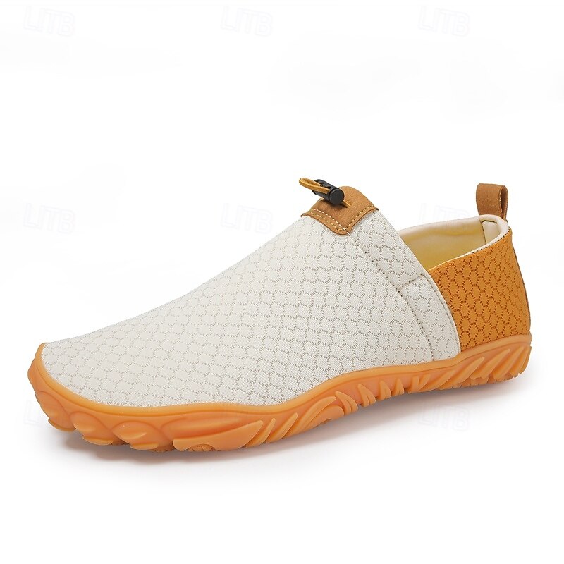 Men's Slip-On Mesh Shoes in Beige and Orange – Stretchy Breathable Loafers for Travel, Summer Outings and Easy On-the-Go Wear2
