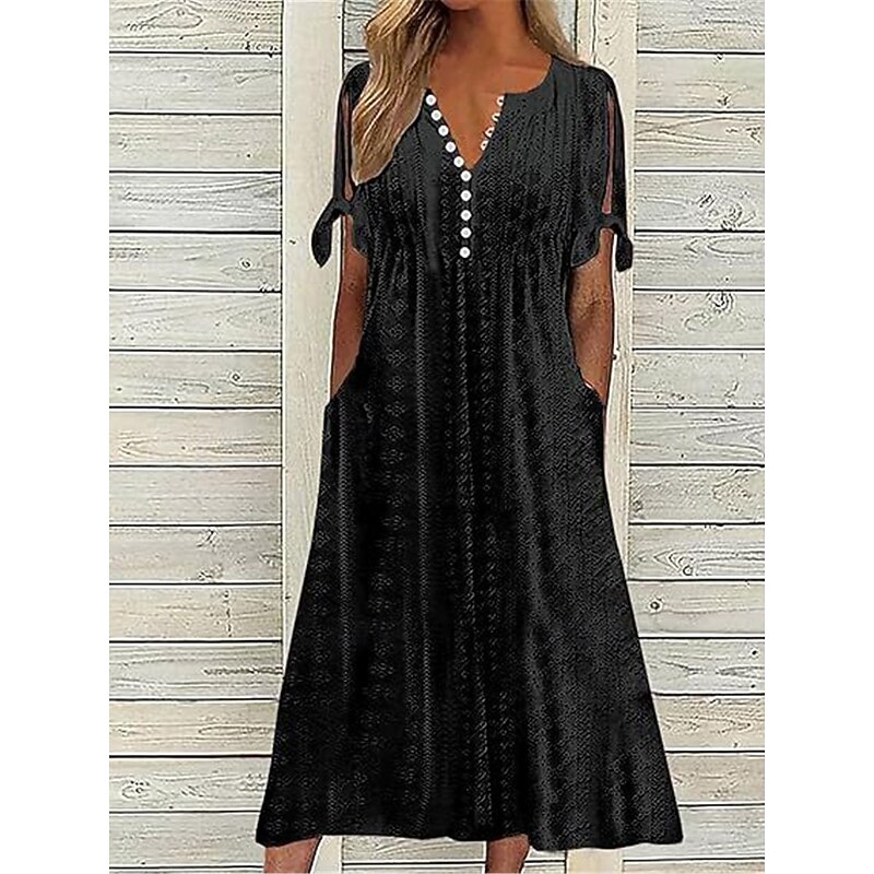 Women's Maxi Dress A Line Dress Summer Dress Casual Daily Regular Fit Graphic Short Sleeve V Neck Black White Navy Blue Purple Summer4