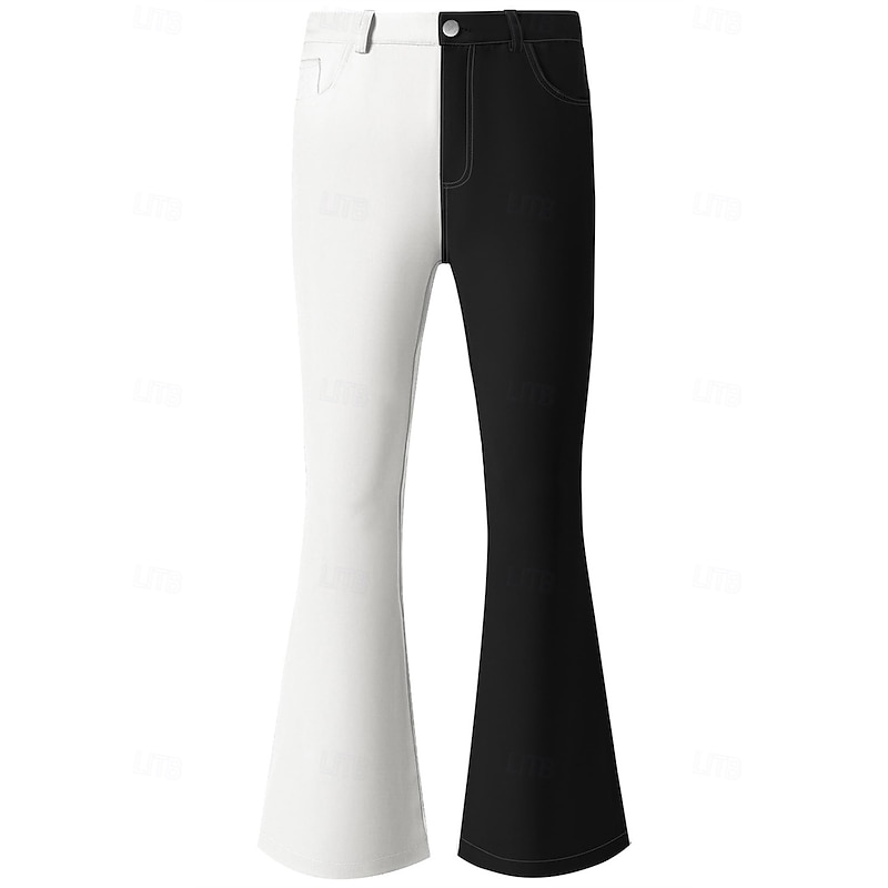 Retro Vintage 1970s Groovy Bell Bottom Pants Flared Trousers Hippie Disco mid rise Color Block Fancy Dress Men's Halloween Carnival Music Festival Retro Theme Party Adults' Pants4