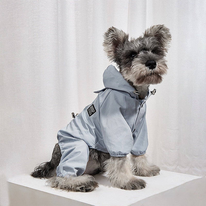 Dog RaincoatWaterproof Rain Poncho with Hoodie High Reflective Pet Rain Jacket with Leash Hole for Small and Medium Dogs2