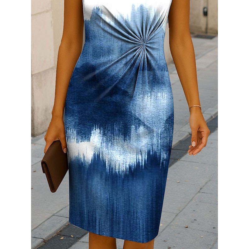 Women's Midi Dress Sheath Dress Bodycon Dress Formal Boho Daily Regular Fit Ombre Graphic Abstract Short Sleeve Crew Neck Red Blue Purple Green Summer Spring3