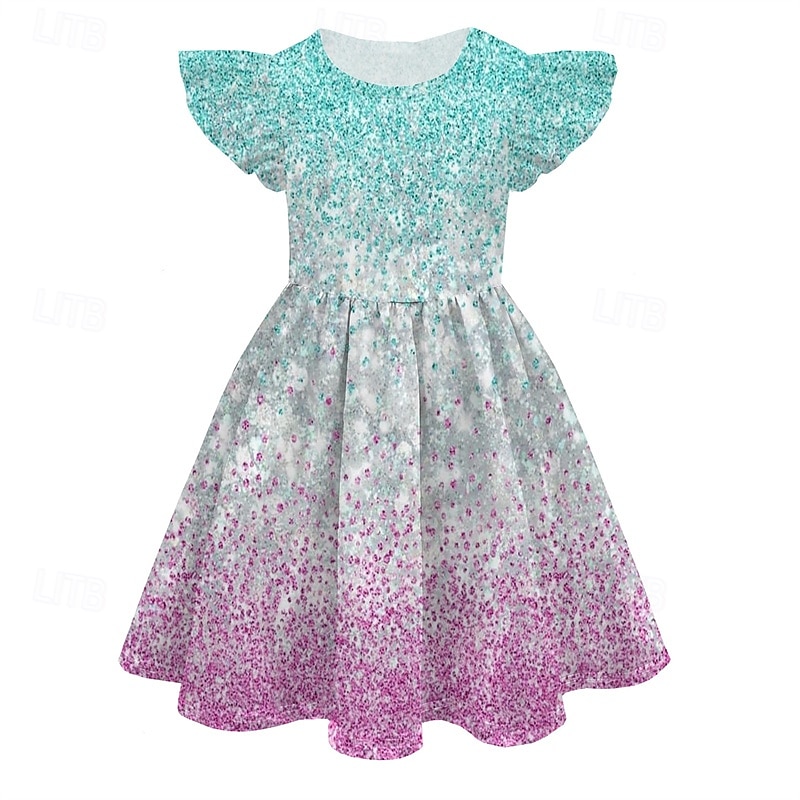 Girls' 3D Color Gradient Dress Sleeveless Summer Spring Vacation Daily Holiday Beautiful Sweet Kids 4-12 Years Casual Dress A Line Dress Knee-length Regular Fit4